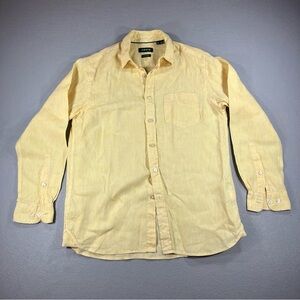 Orvis Men's Linen Button-Up Shirt, Size Medium, Yellow, Long Sleeve, Lightweight